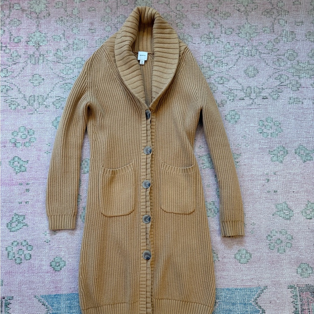 Anthropologie Camel Button-Up Cardigan